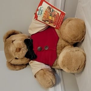 Vintage 1990 Plush Berkshire Bear Papa With Book Red Vest Green bow tie
